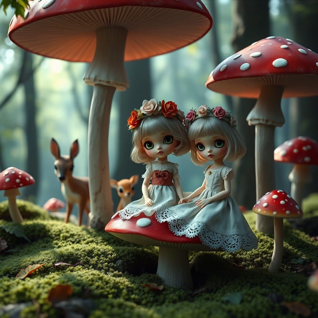 Whimsical Blythe Doll in Woodland Wonderland