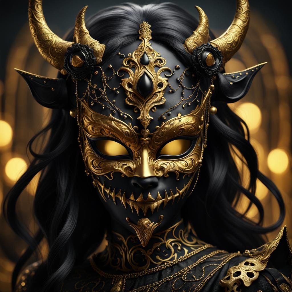 Monstrous Shadow Demon Marionette in Gold and Black