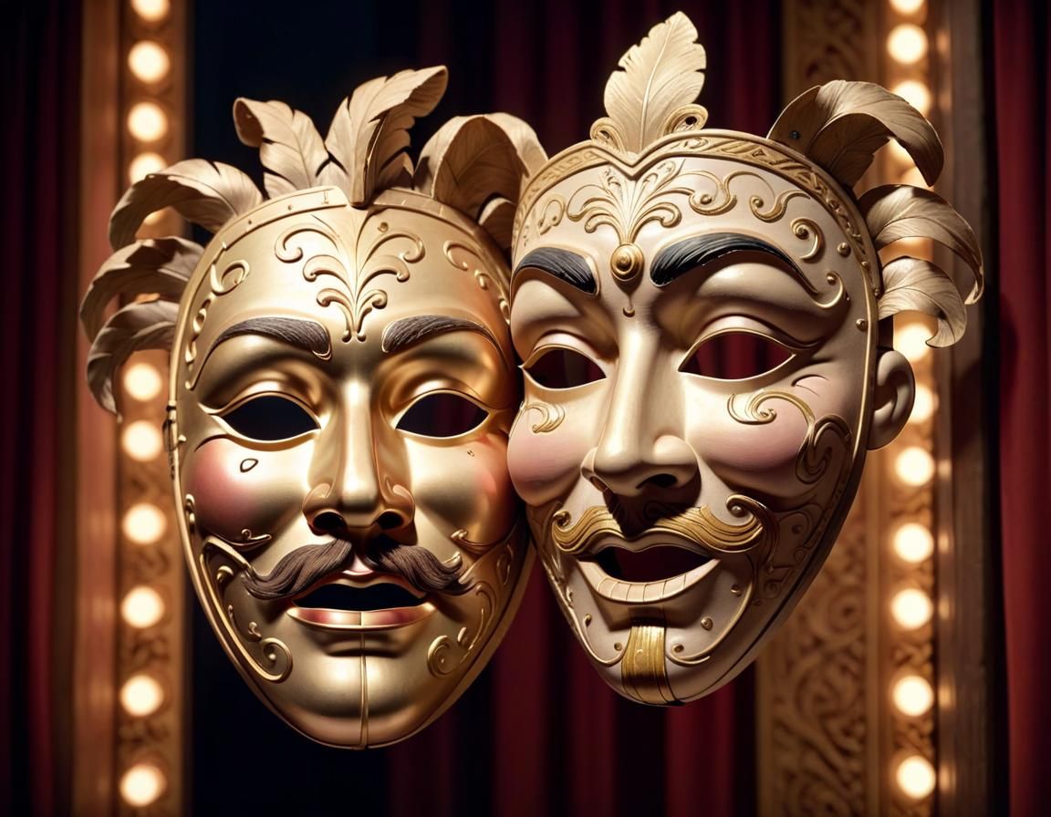 Comedy and Tragedy Theater Masks in Magic Hour