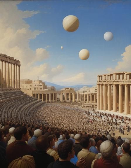 Greek Theater Scene in Old Master Style