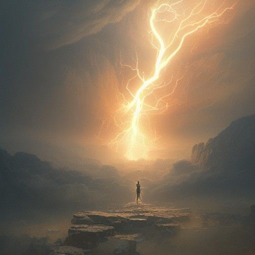 Cosmic Lightning God Concept Art in Romanesque Style