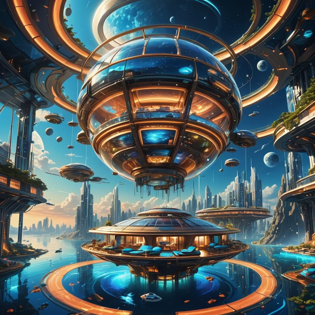 Luxurious Floating Hotel Drifting Above the Ocean