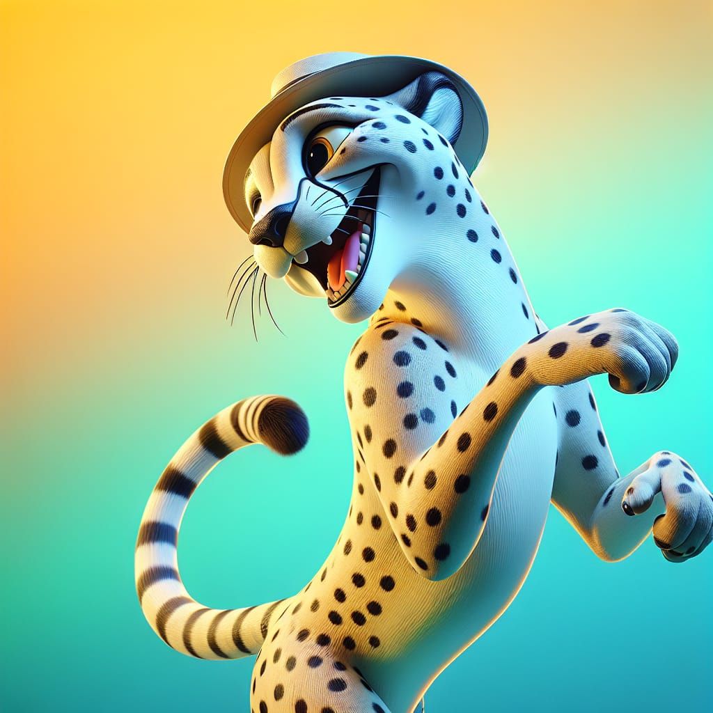 Anthropomorphic Cheetah Dancing in 19th-Century Style