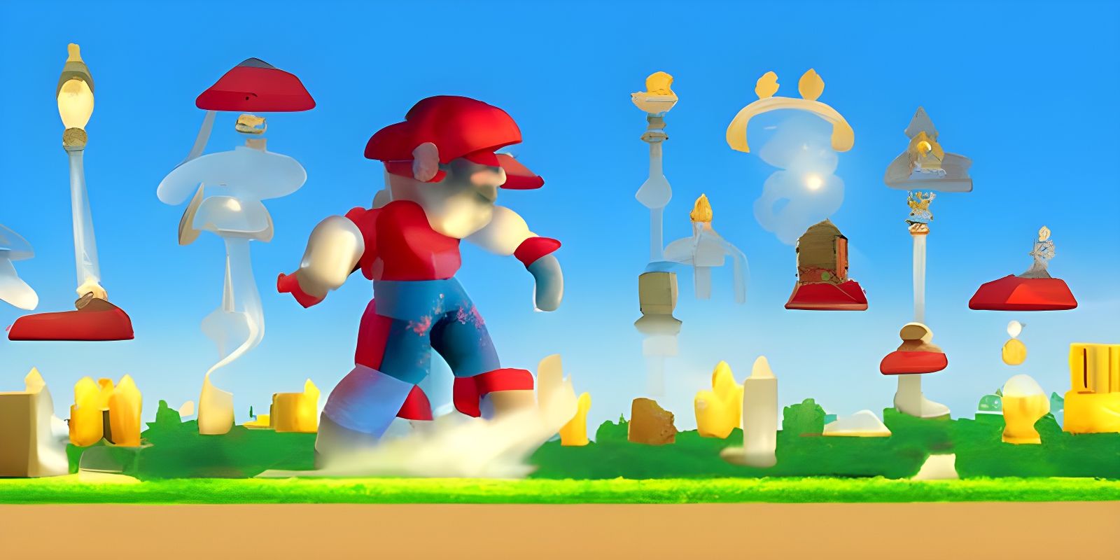 Super Mario Holographic Town in Nintendo Style