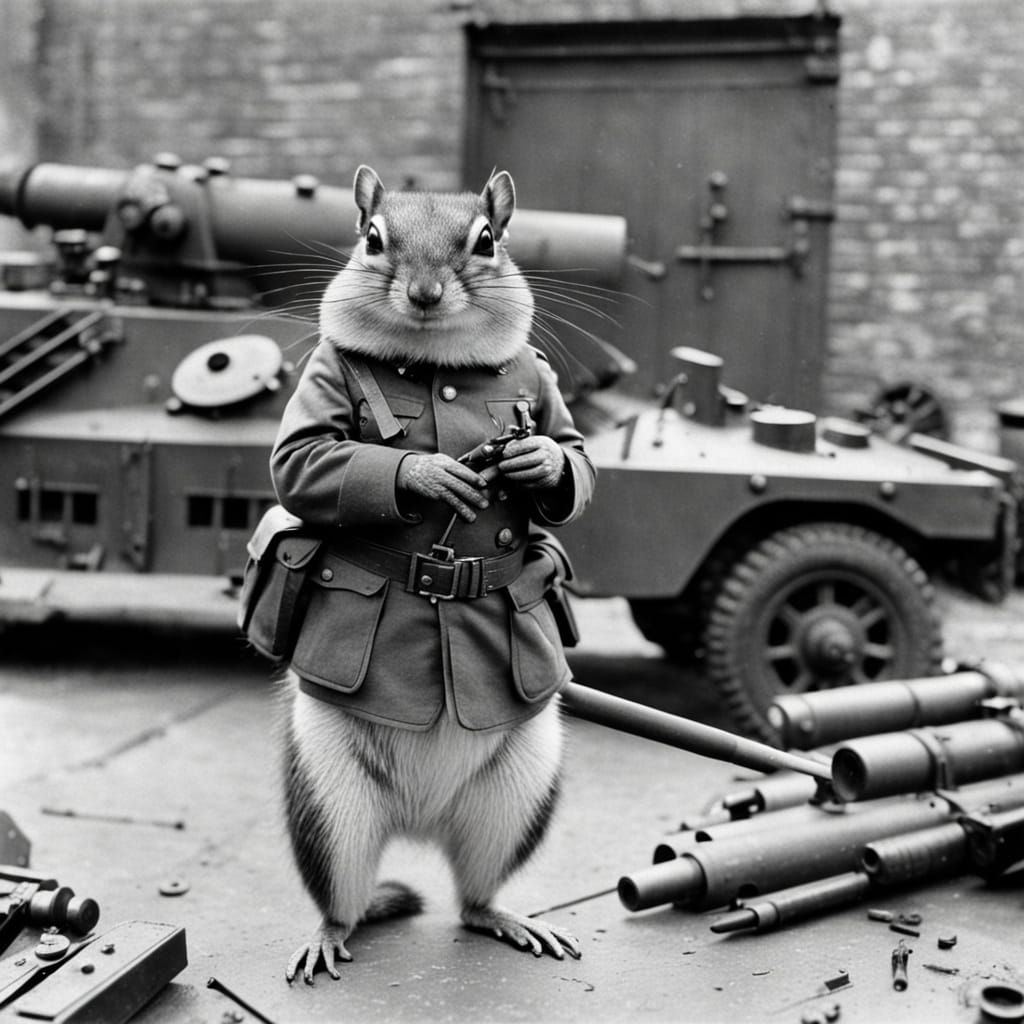 Chipmunk Officer in Trench Warfare Attire