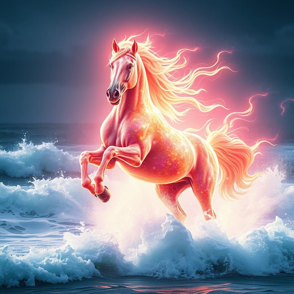 Horse made out of pure light