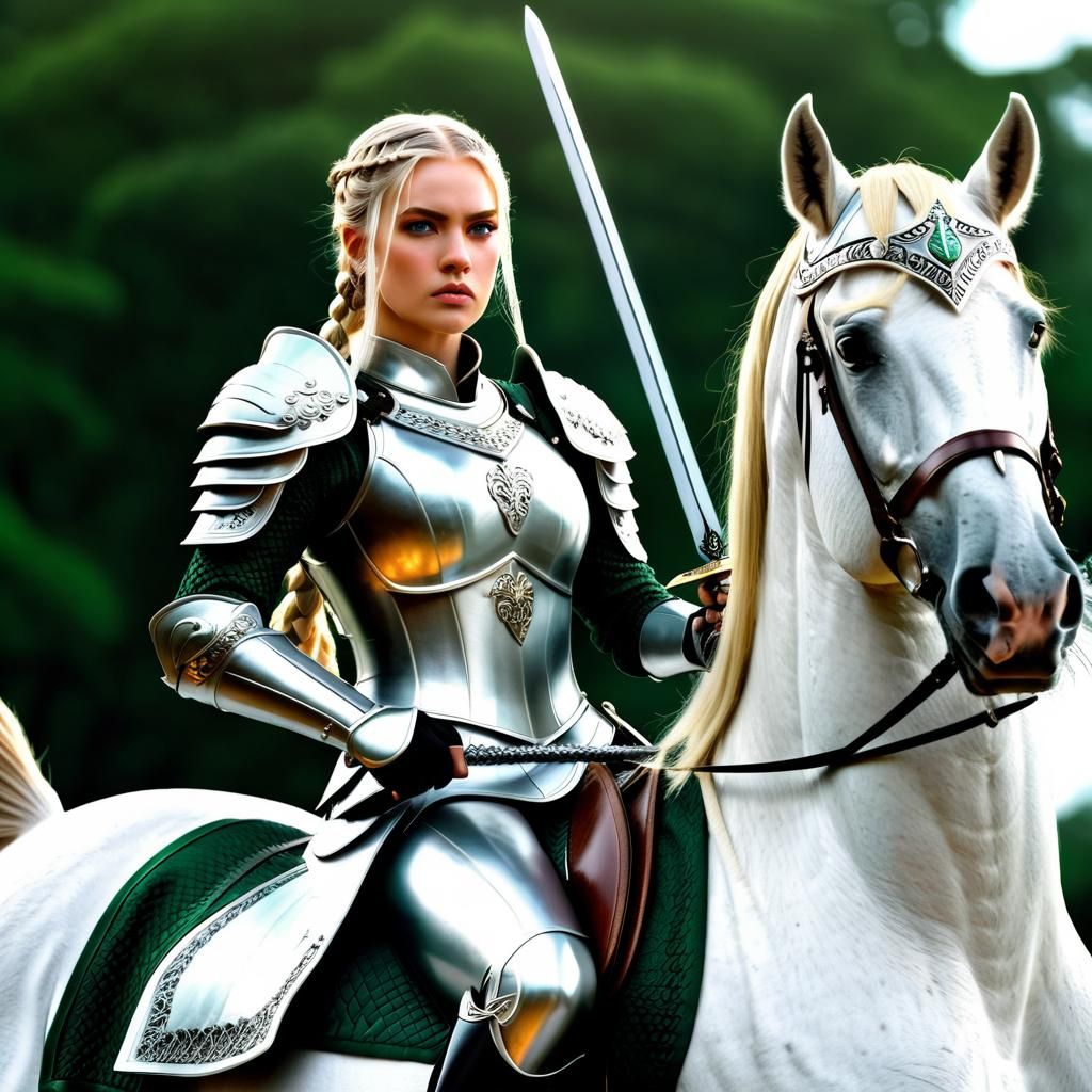 Lady on her horse, ready for attack...