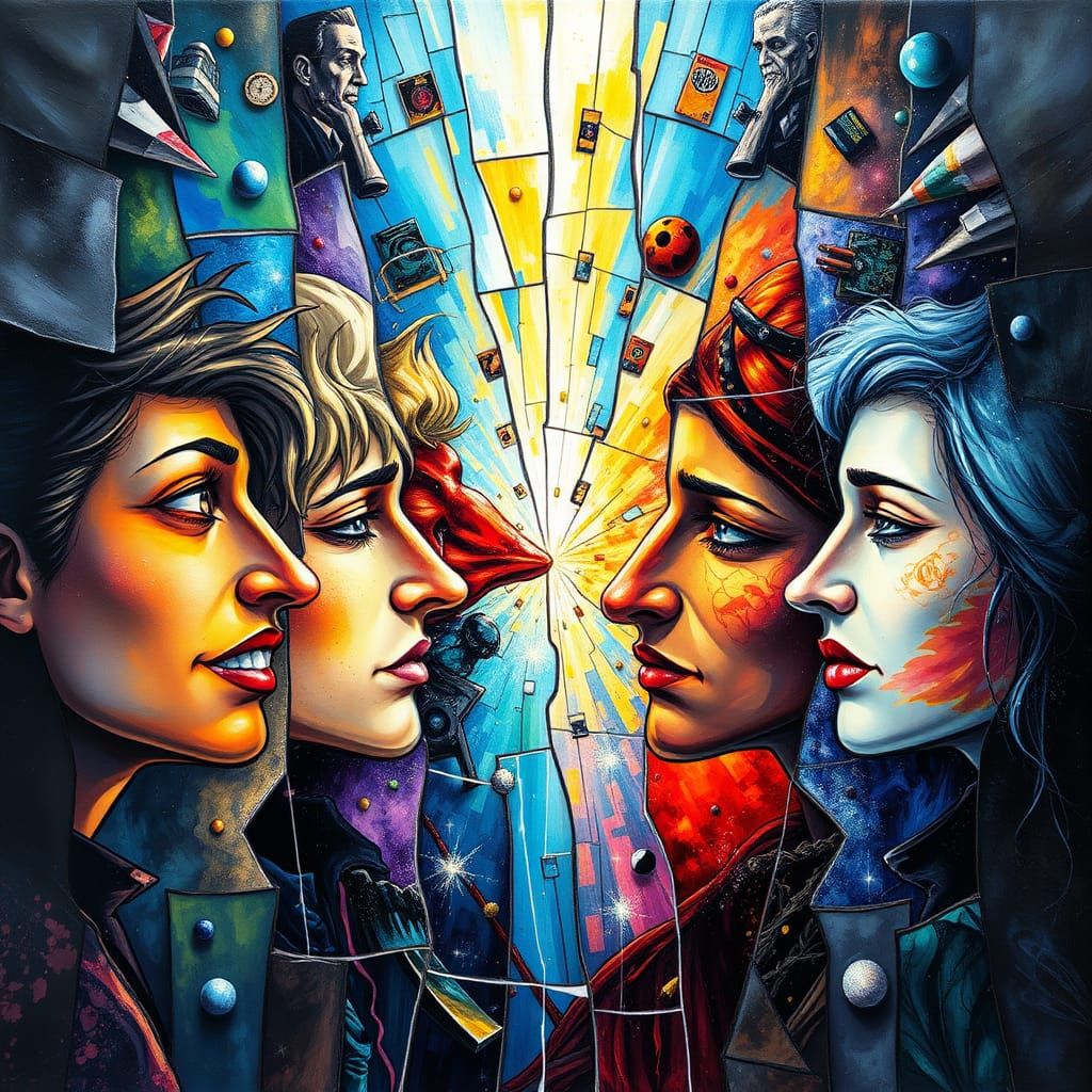 Emotional Timeline Masterpiece in Vibrant Mixed Media