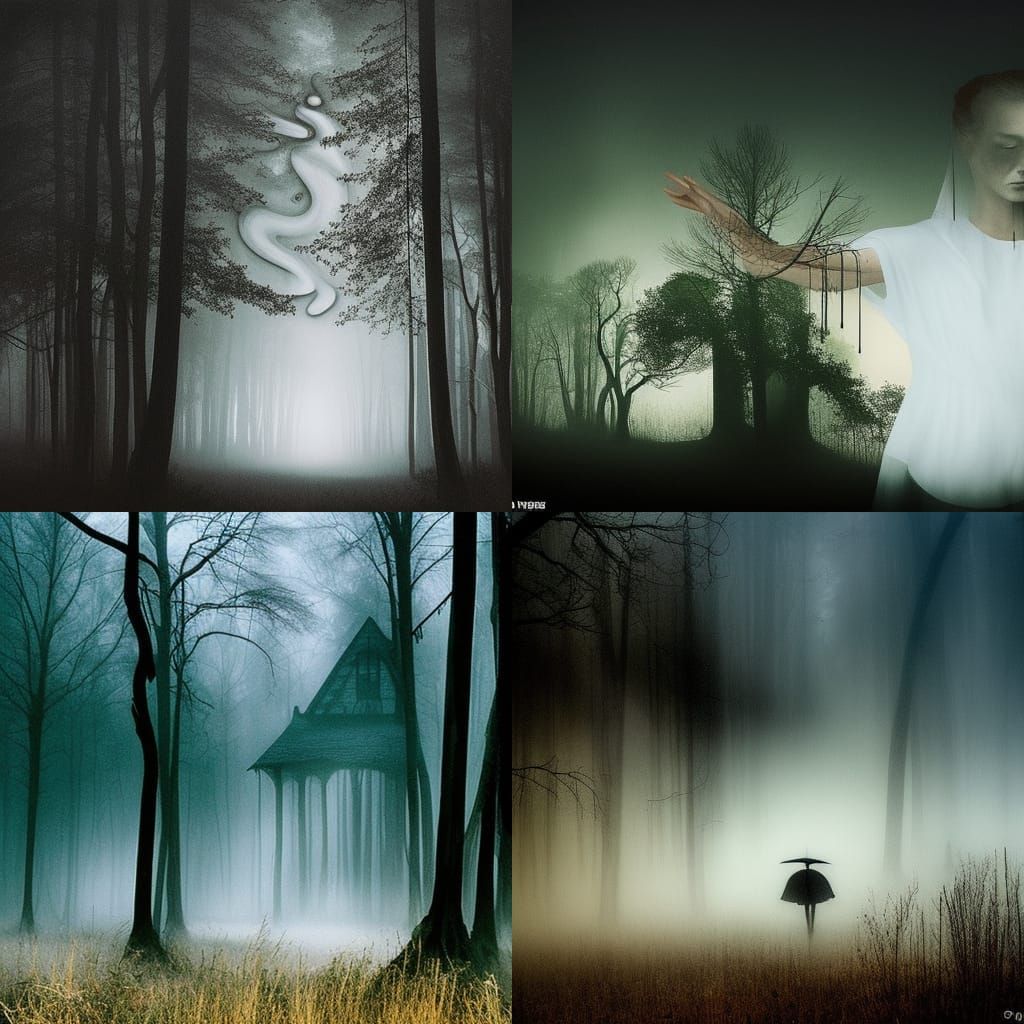 Ghostly Girl in Forest, Stephen Gammell Style