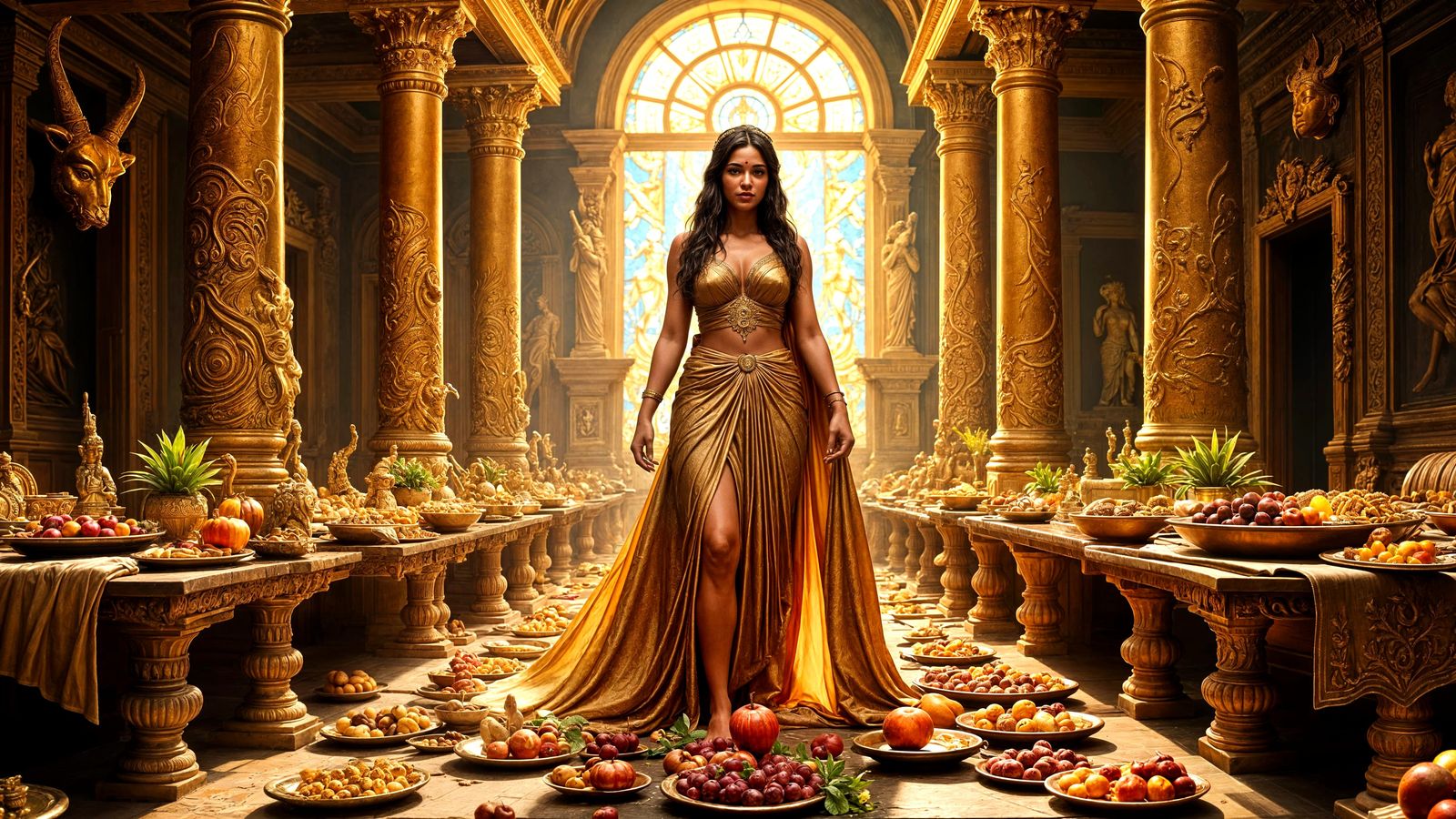 Goddess of Harvests in Opulent Roman Temple