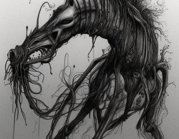 Decaying Horse: an Ominous Body Horror Sketch