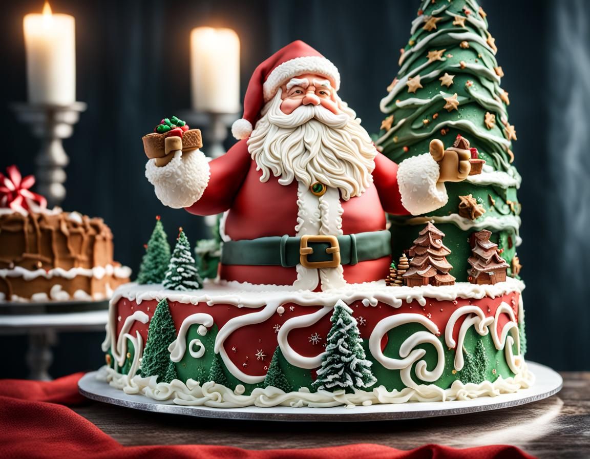 A Sculpted Santa Cake