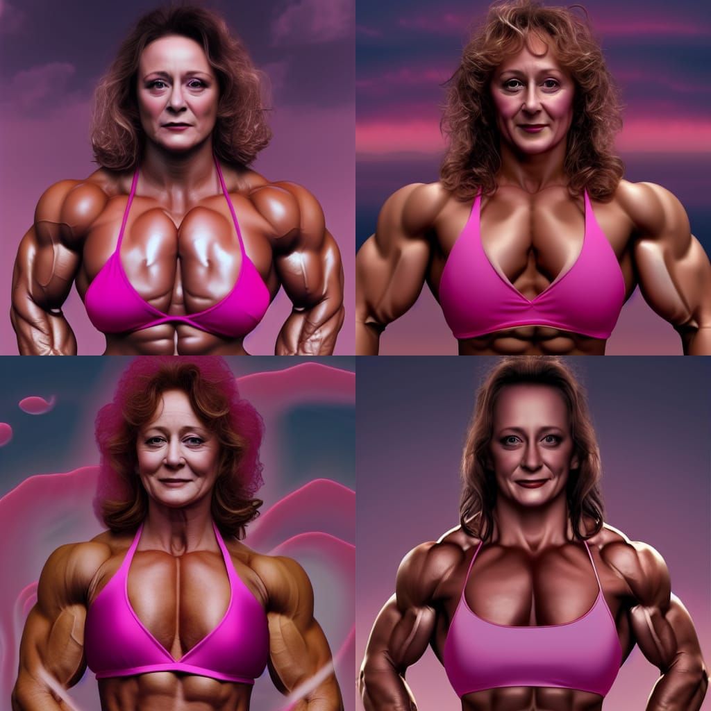 Female Muscle Competitor in Japanese Illustration Style