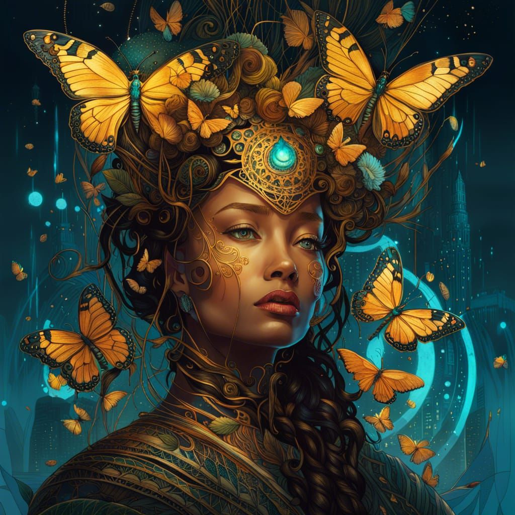 Bioluminescent Butterfly Queen Digital Art