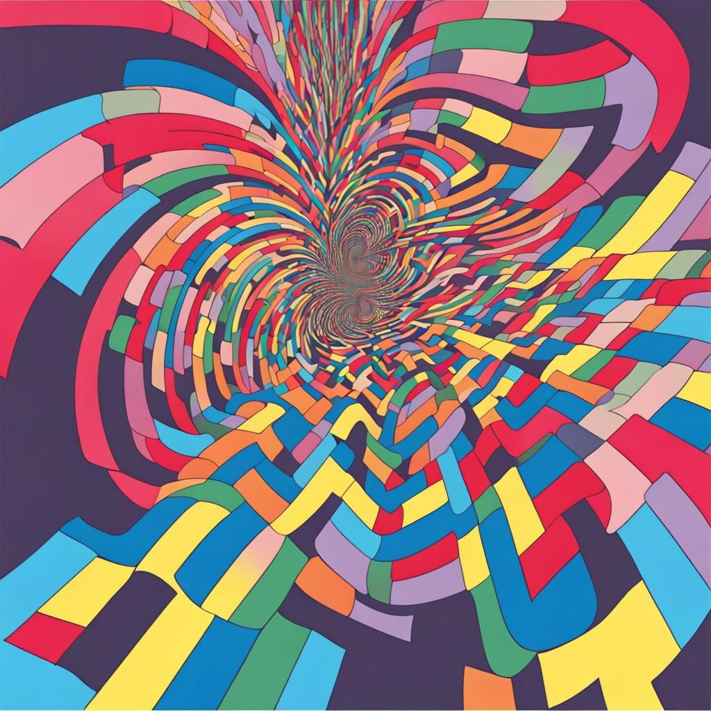 Colorful Optical Illusion in Anime Art Style