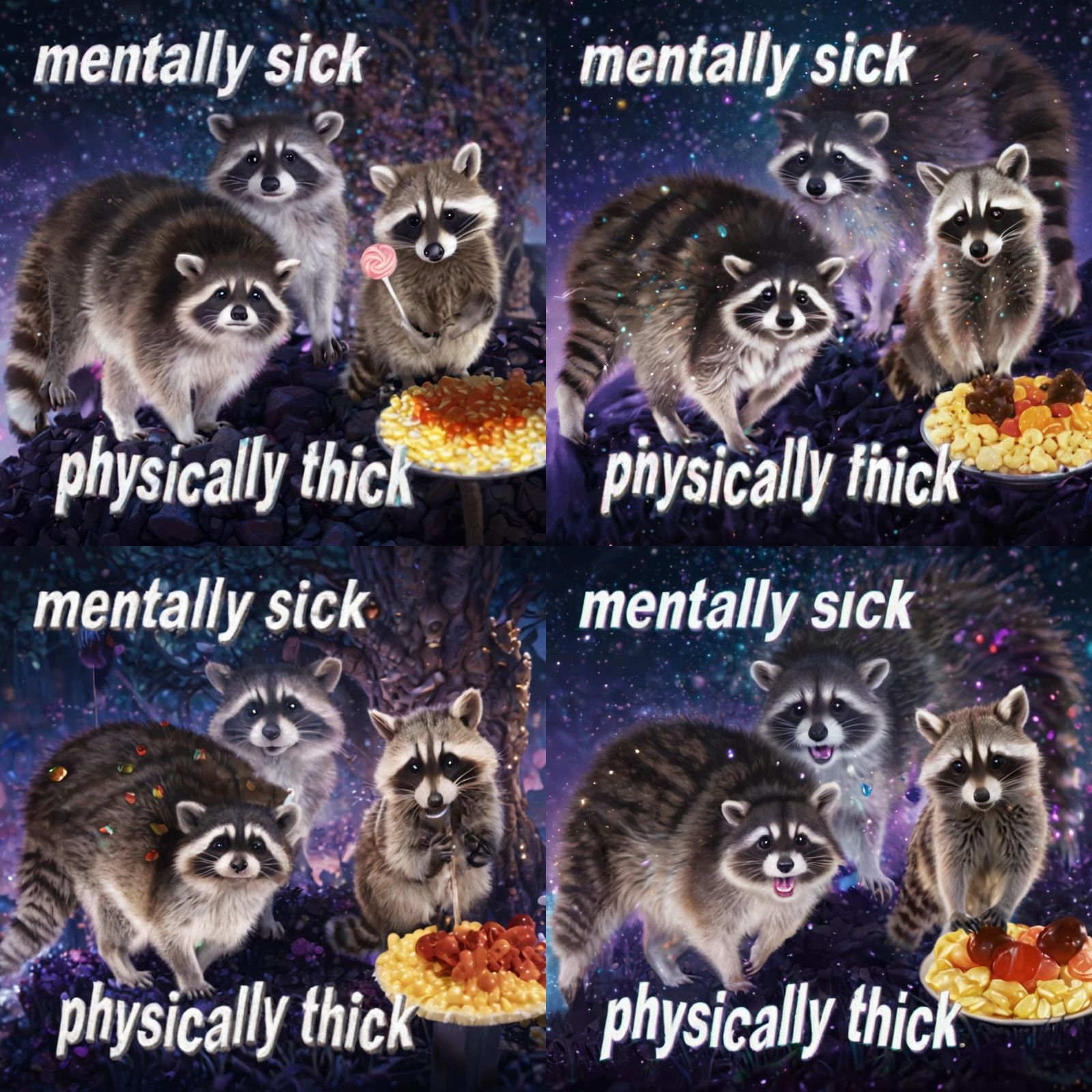 Raccoons in Candyland: Whimsical Candy Art