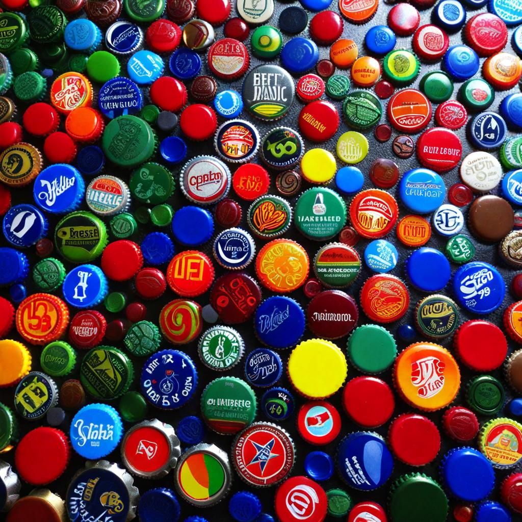 Colorful Bottle Cap Mosaic Art