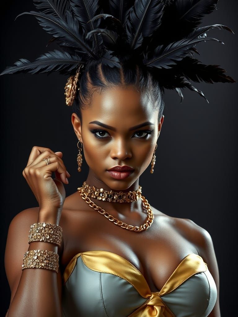 Powerful Bird-Woman in Haute Couture