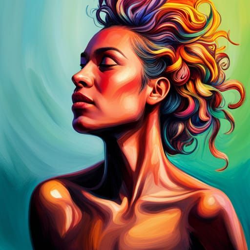 Beautiful Woman Portrait with Dripping Flowers in Splash Art