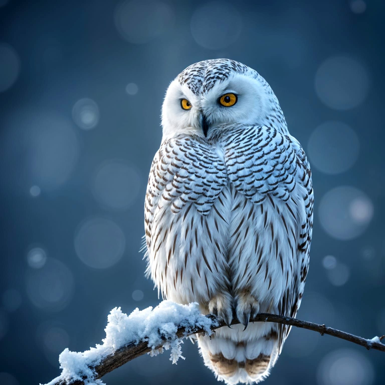 Snow Owl in Moody Winter Landscape