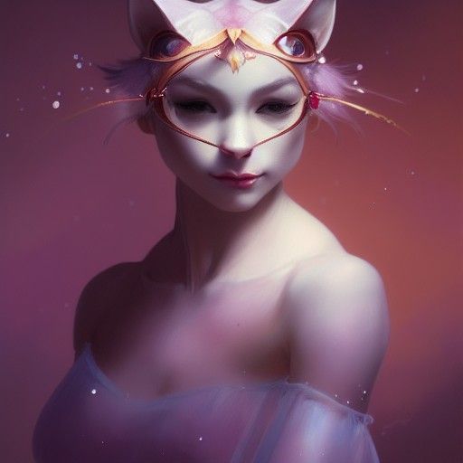 Mystic Ballerina Cat Portrait in Artgerm Style