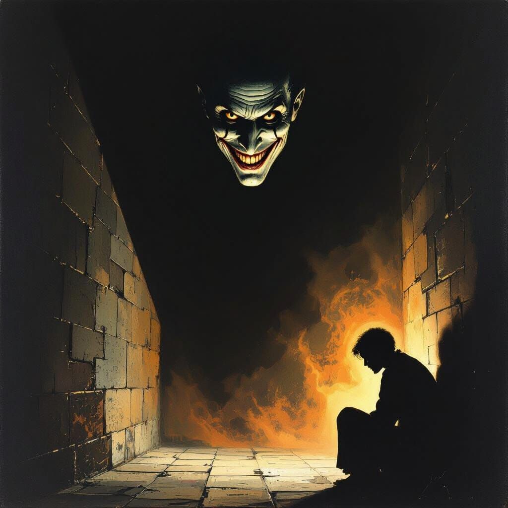 Gothic Horror: Man Looms Over Cowering Figure