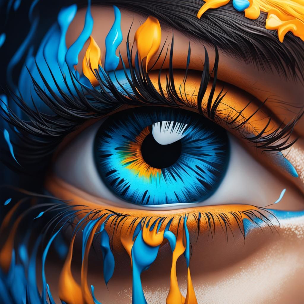 Hyperrealistic Blue Eyes Splash Art