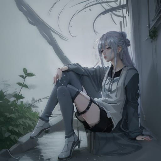 Anime-Inspired Portrait of a Young Woman