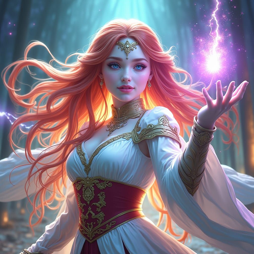 Elegant Shallan Davar in Hyper-Realistic Neon God Rays