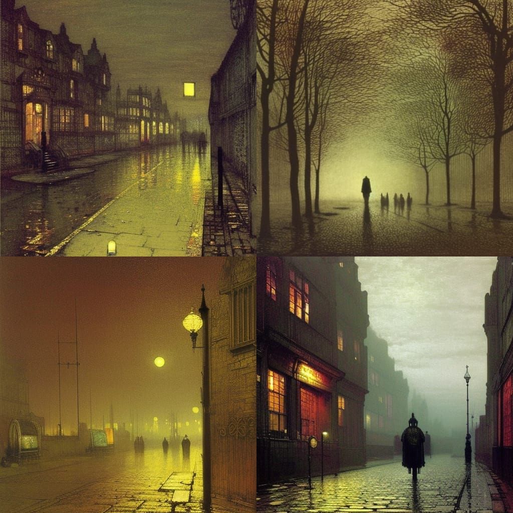 Victorian City Street at Night