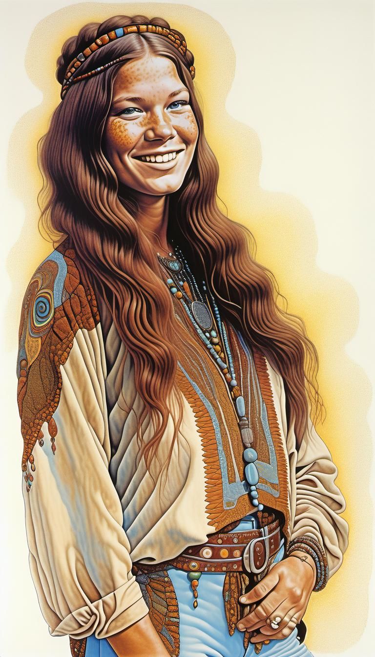 Young Woman Illustration in Klarwein Style