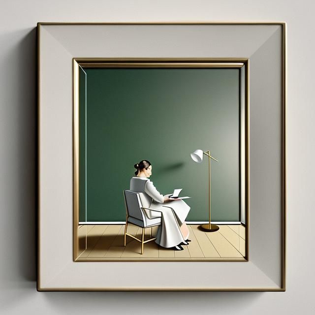 Childlike Giantess in White Room: Surreal Digital Art