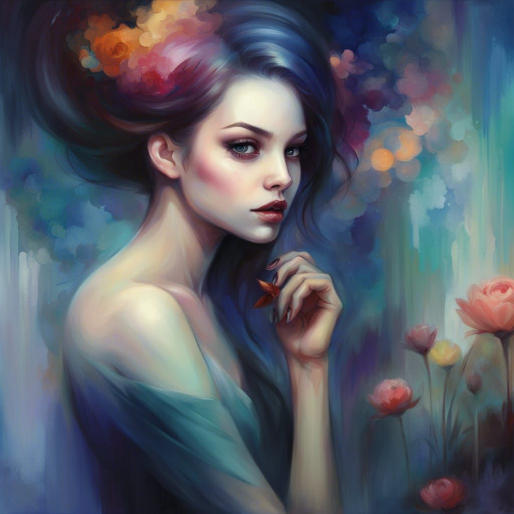 Fantasy Portrait Blending Digital and Traditional Art