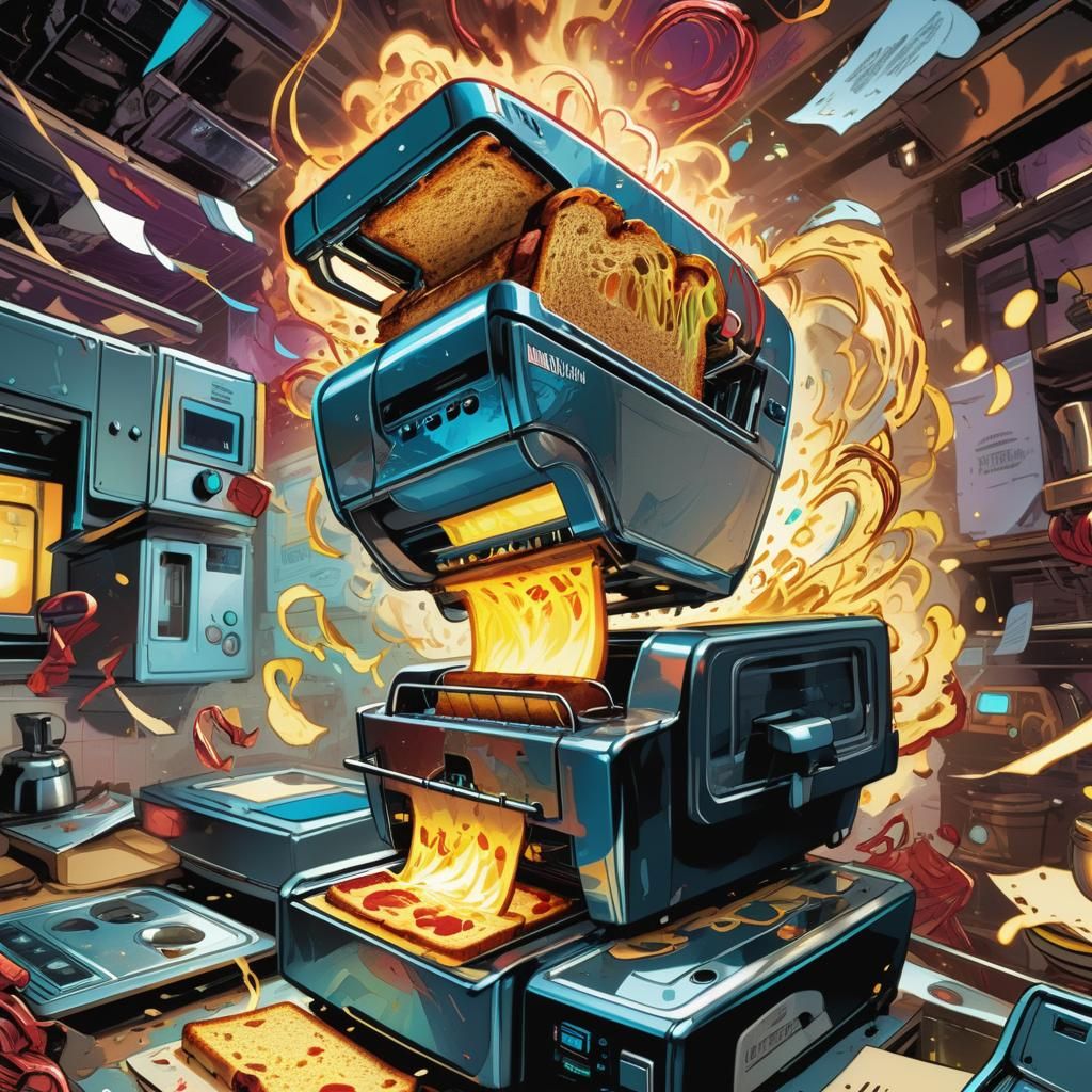 Printer vs. Toaster: Comic Book Kitchen Clash