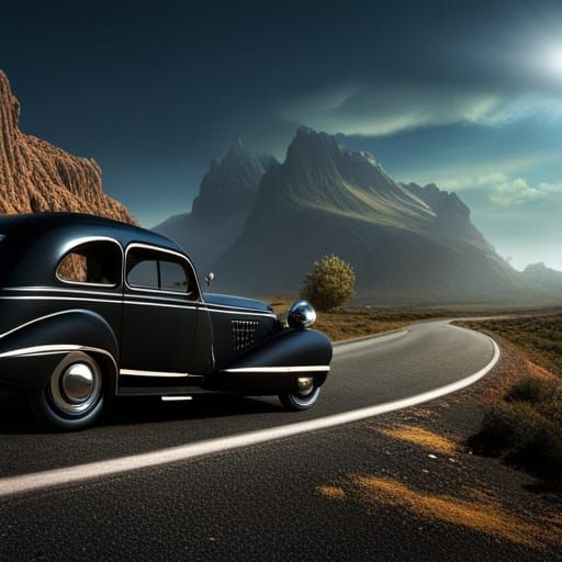 Detailed Matte Painting of a Classic Car