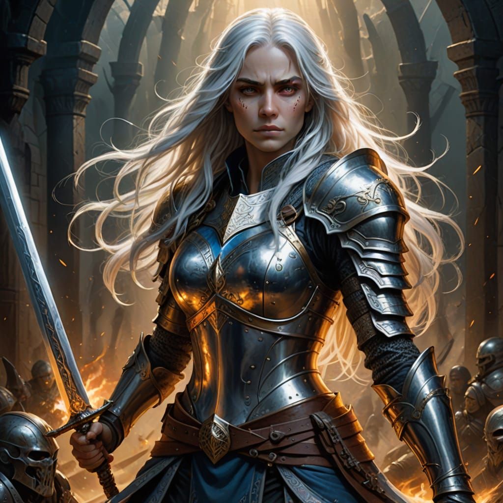 Fantasy Warrior Goddess in Golden Armor
