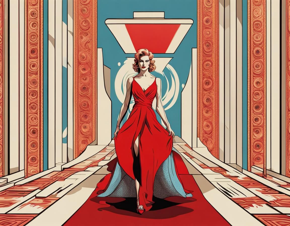 Red Carpet Diva in Pop Art Style