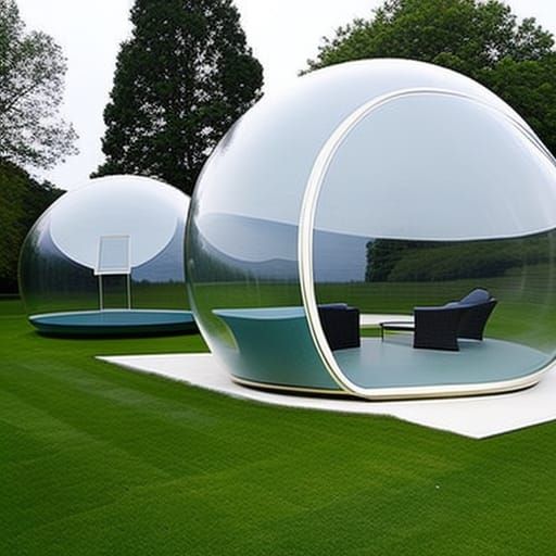 Futuristic Transparent Bubble House in Green Landscape