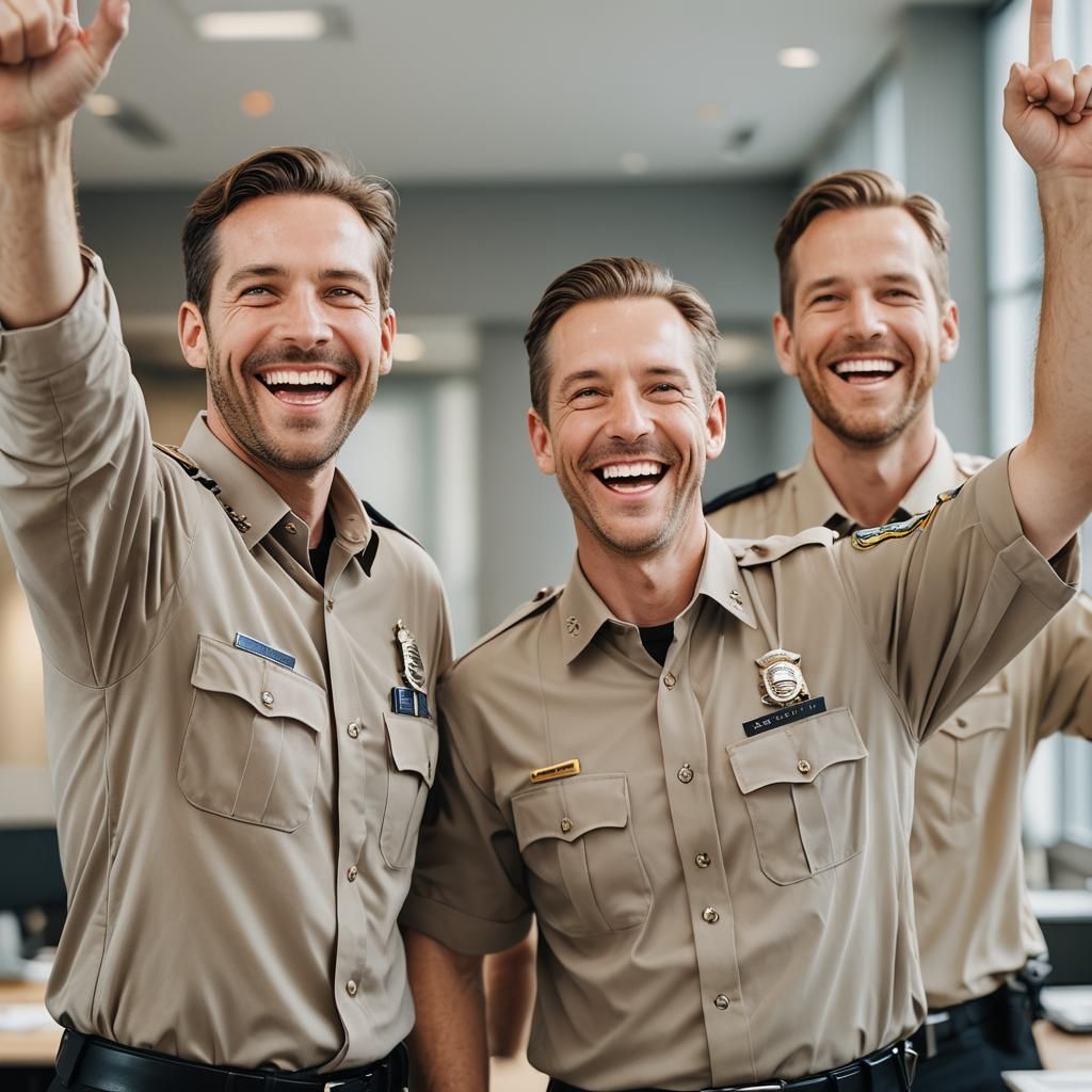 Enthusiastic Officers Portrait in Corporate Office