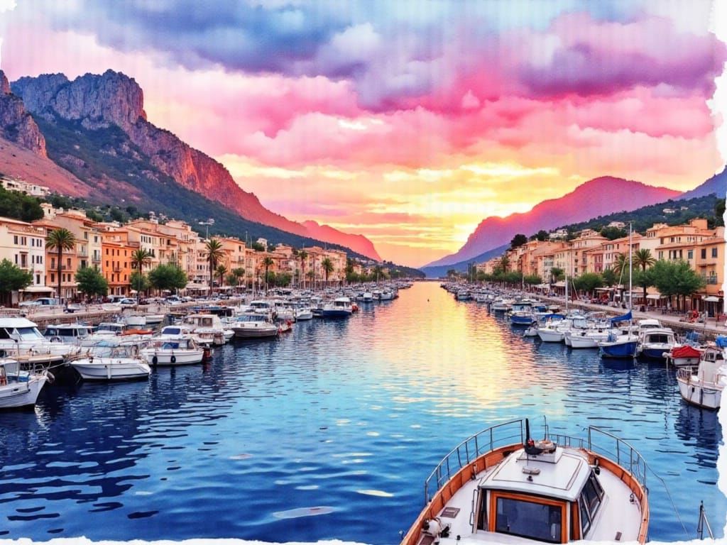 Sunset Palma de Mallorca Yacht Harbour Scene
