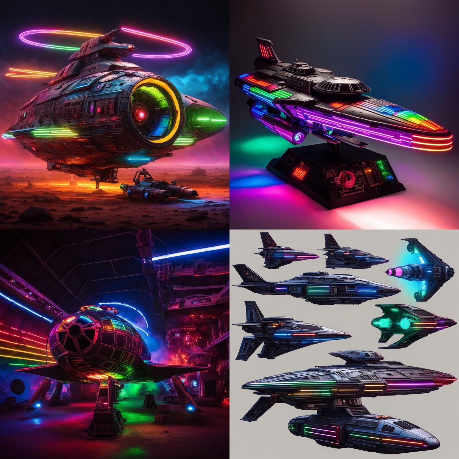 Sci-Fi Spaceship with Rave Lights and Neon