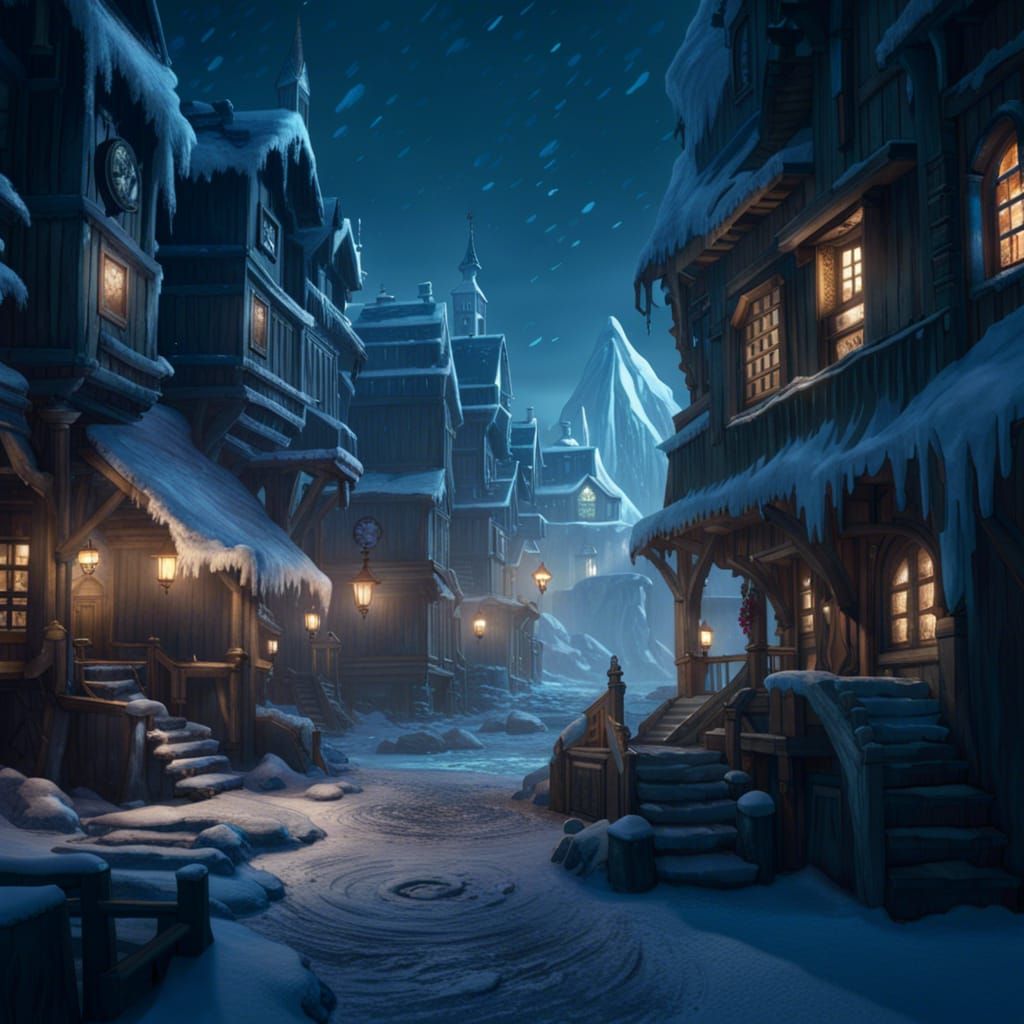 Frozen Arctic Town: A Dark Fantasy Masterpiece