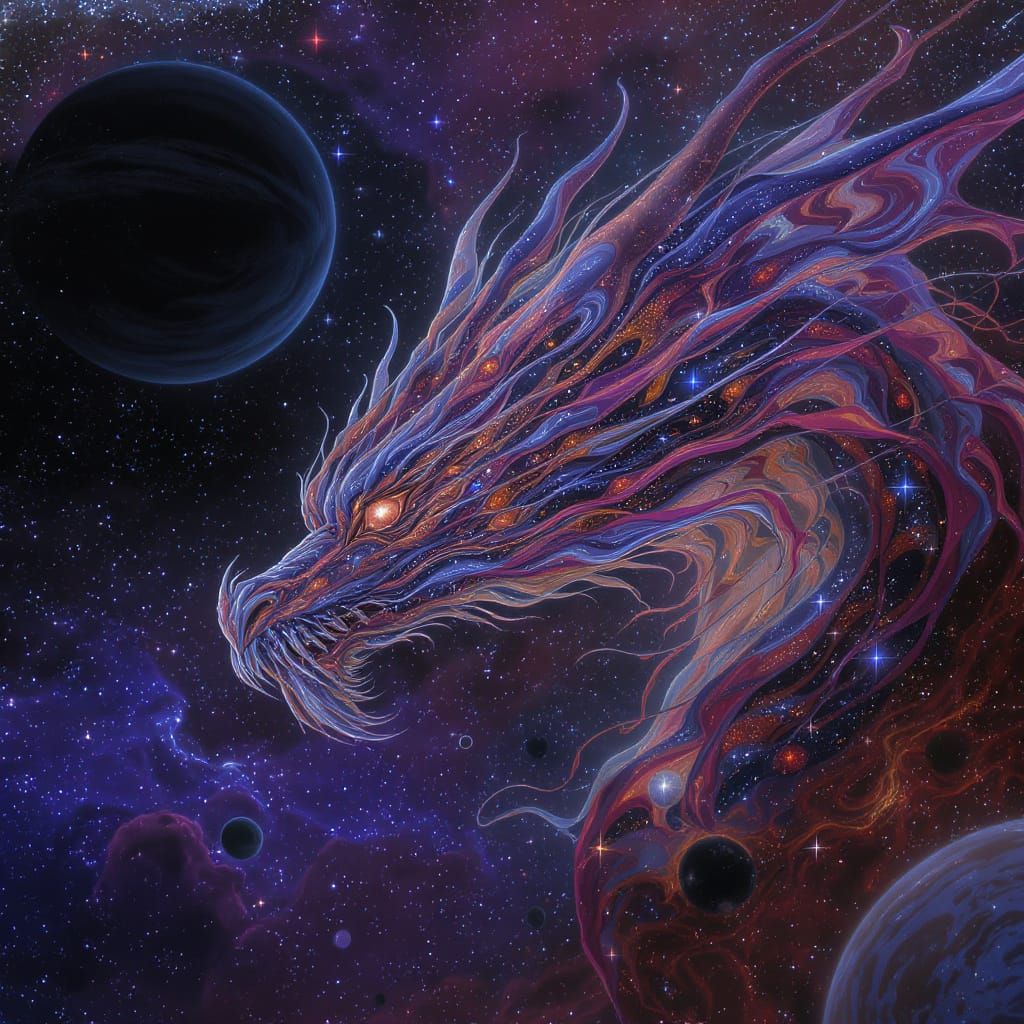 Abstract Cosmic Dragon of Stardust and Nebulae