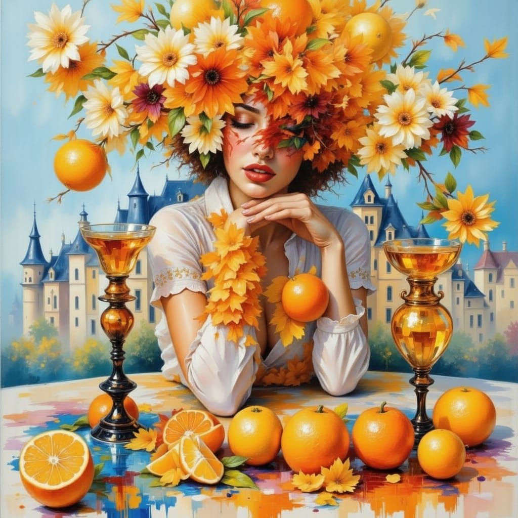 Vibrant Orange Abstract in Afremov Style