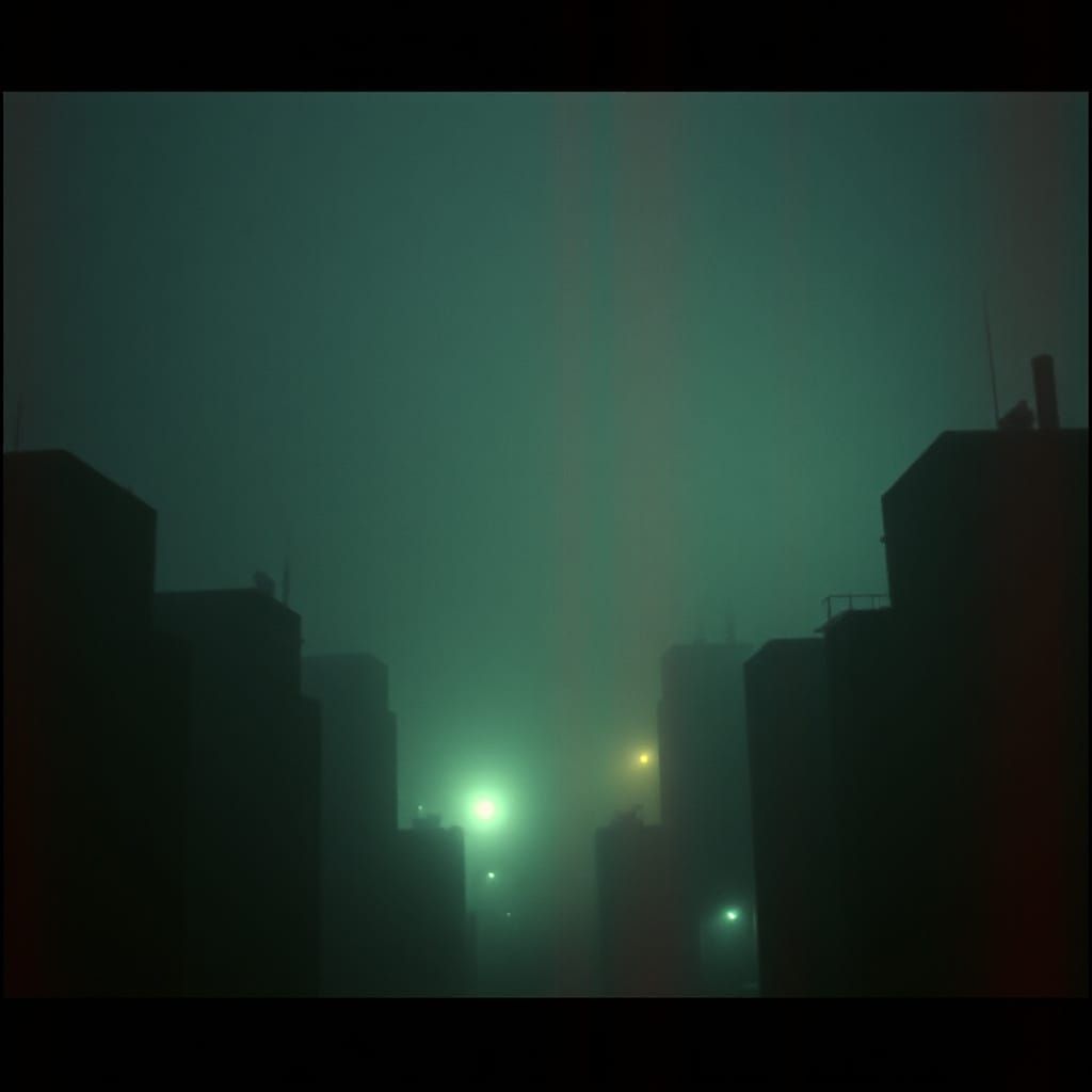 Ominous Gothic Cityscape in Dim Cinematic Lighting