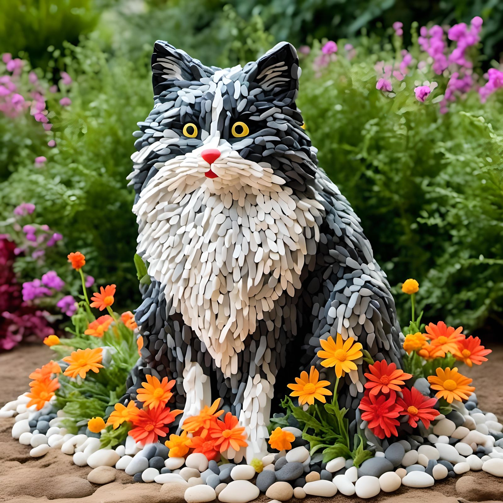 Realistic 3D Sculpture in Garden Setting