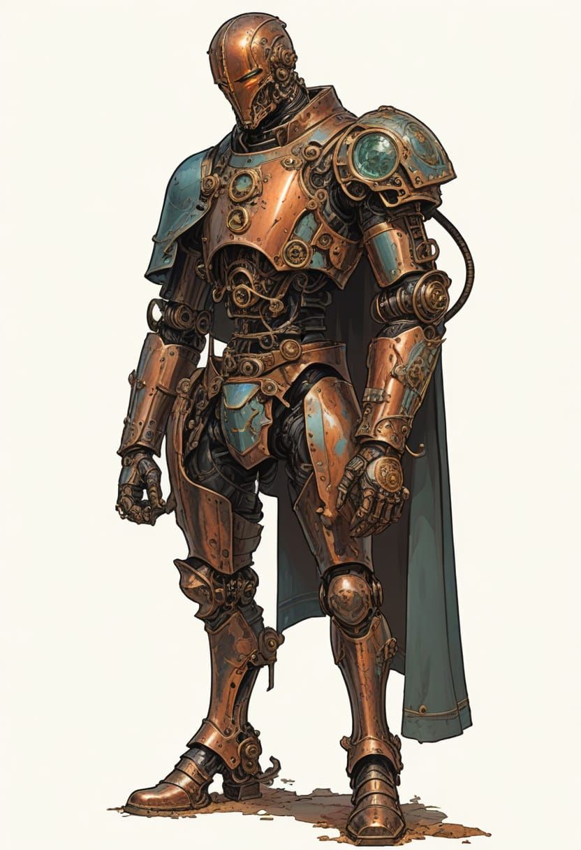 Steampunk Clockwork Knight in Boris Vallejo Style