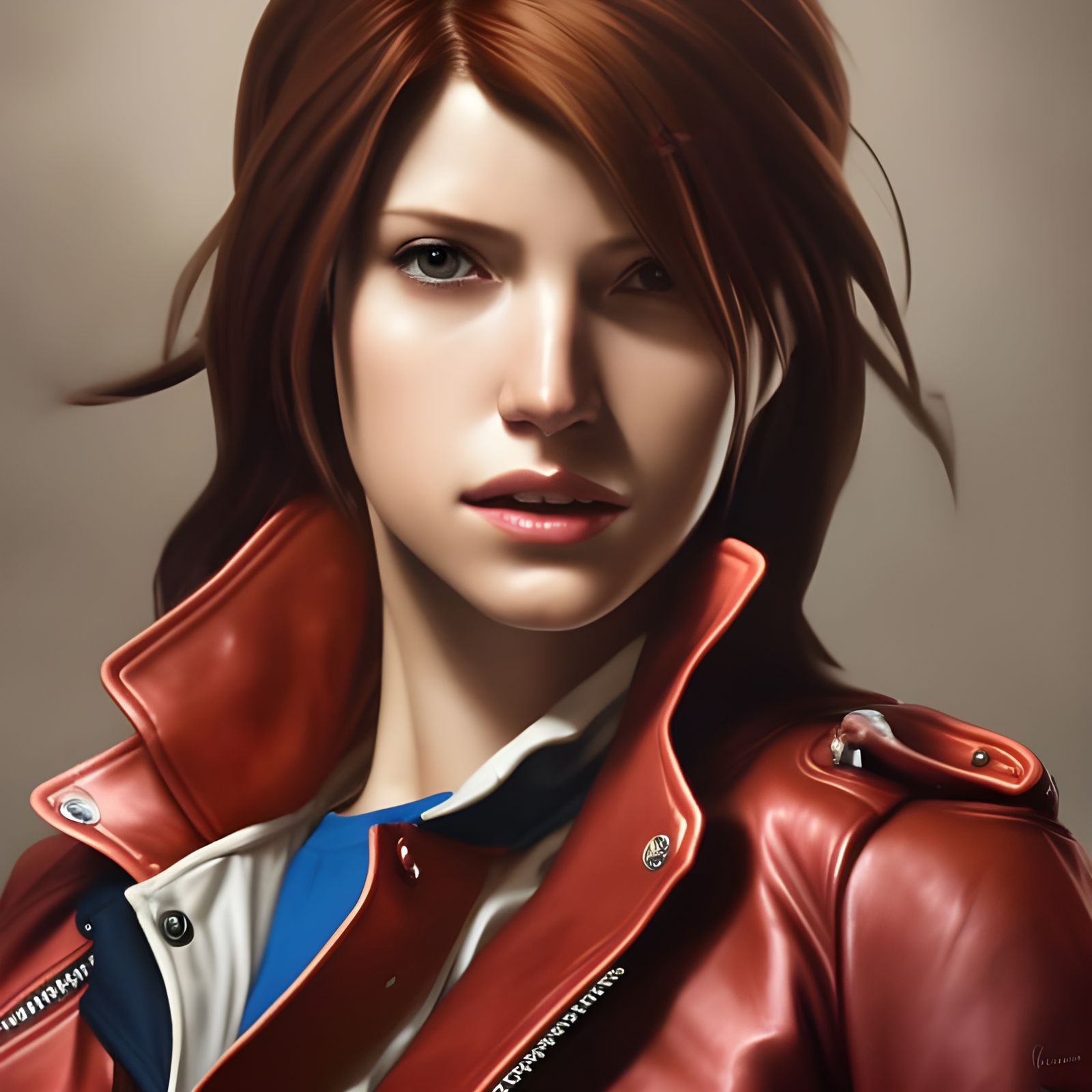 Claire Redfield Portrait in Hyperdetailed Style