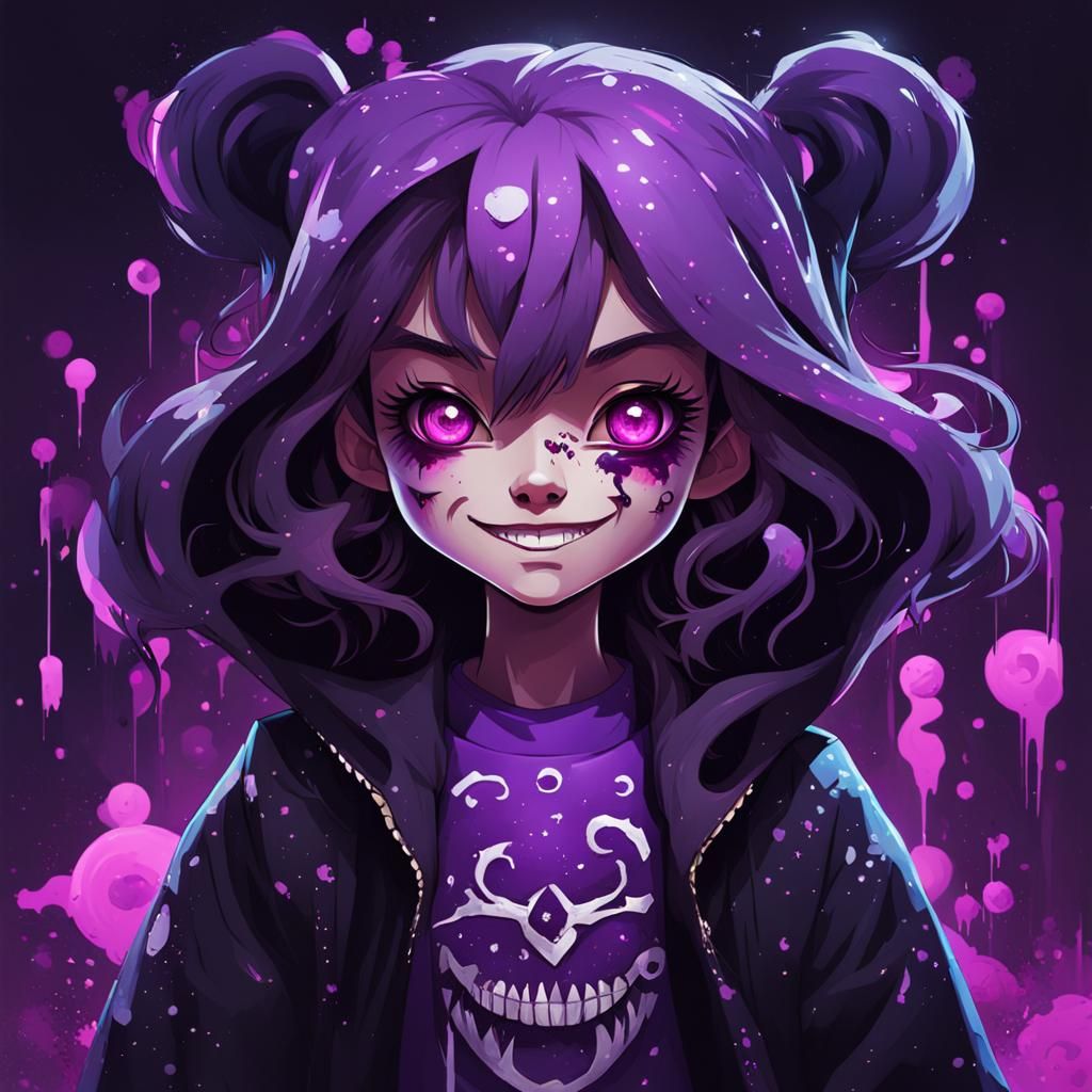 Evil Magical Girl with Crescent Eyes, Graffiti Art