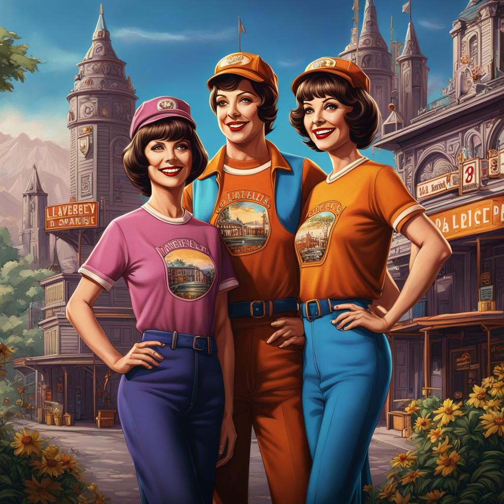 Laverne and Shirley Illustrative T-Shirt Design